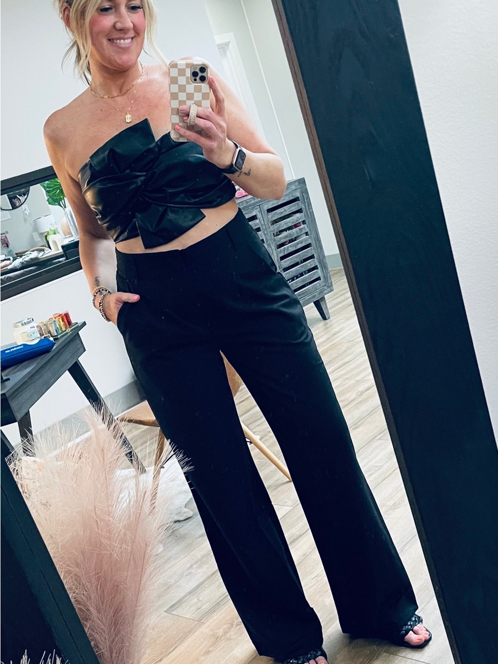 Faux Leather Bow Top